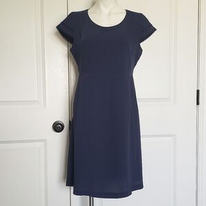 Nicole Miller Navy Blue Scallop Cap Sleeve A-line Pocket Dress 8